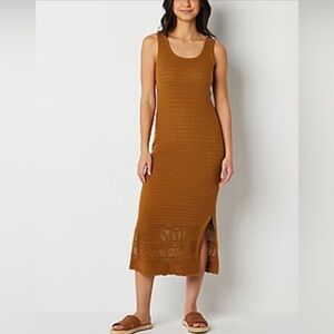 🤎 - NWT $64 Ana Dress Size S Crochet Maxi Sleeveless Brown Sexy